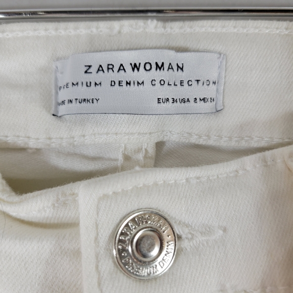 ZARA WOMAN white distressed mid rise skinny jeans casual summer essential - Picture 5 of 11